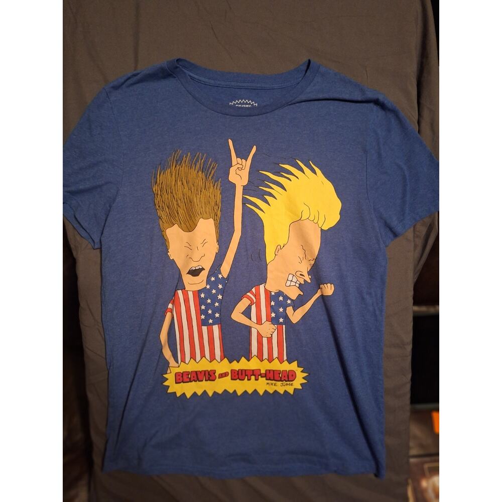Beavis and Butt-Head American Flag Graphic T-Shirt Size Large Mad Engine MTV